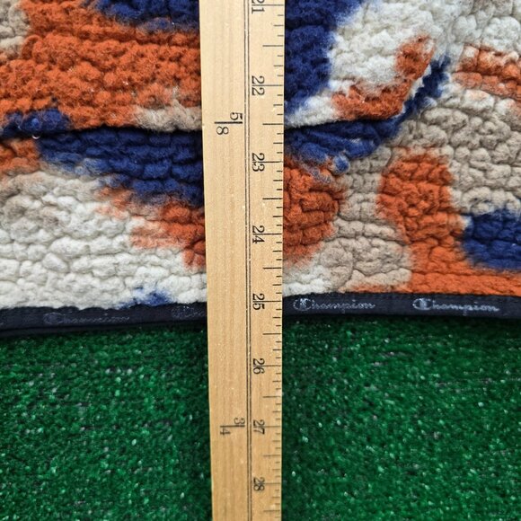 Champion Hoodie Mens Medium Brown Blue Sherpa Camo Fleece Pullover Sweatshirt - Picture 9 of 12